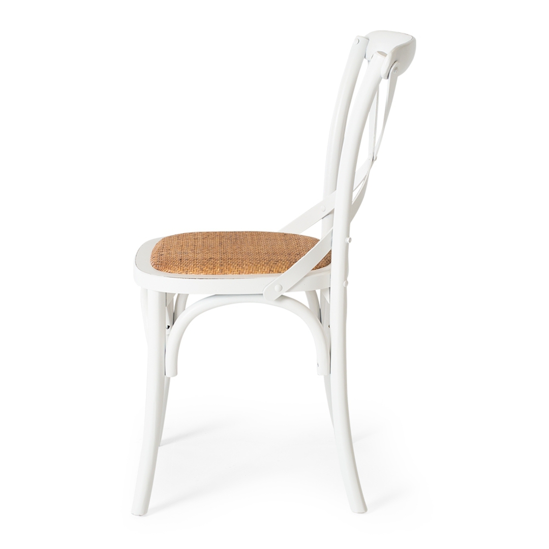 Villa X-Back Dining Chair Aged White Rattan Seat image 2